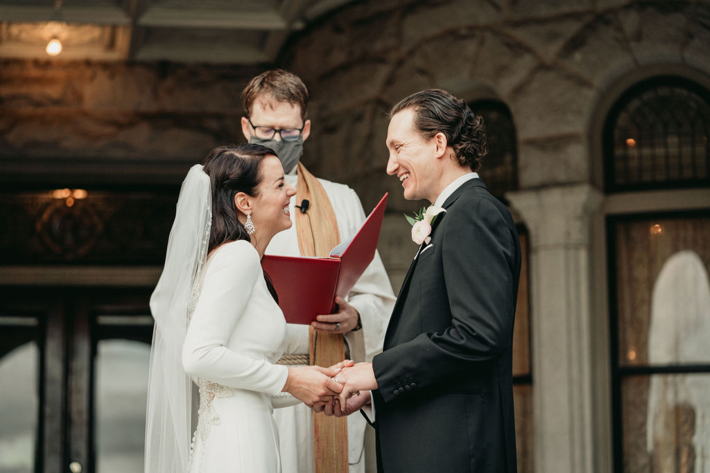 Luxury wedding at Rhodes Hall in Atlanta - bride and groom in front of the castle
