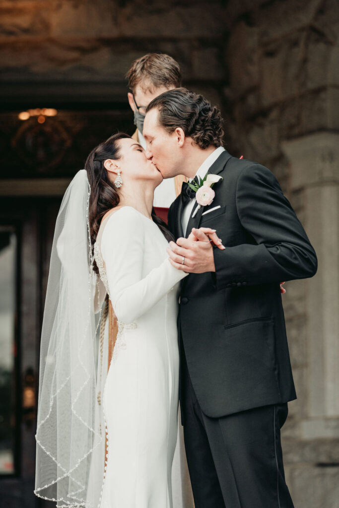 Luxury wedding at Rhodes Hall in Atlanta - bride and groom in front of the castle
