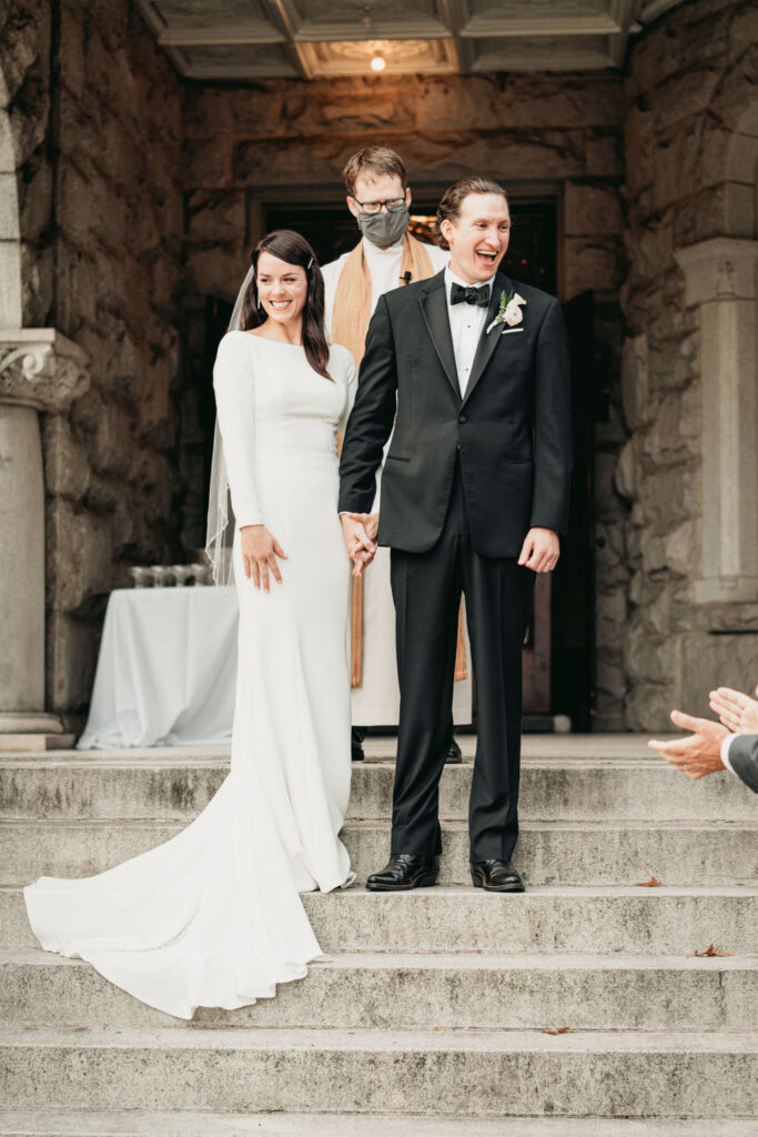 Luxury wedding at Rhodes Hall in Atlanta - bride and groom in front of the castle

