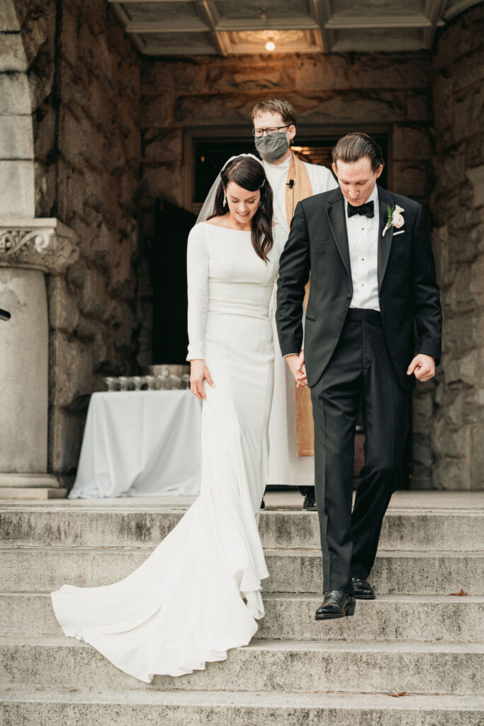 Luxury wedding at Rhodes Hall in Atlanta - bride and groom in front of the castle
