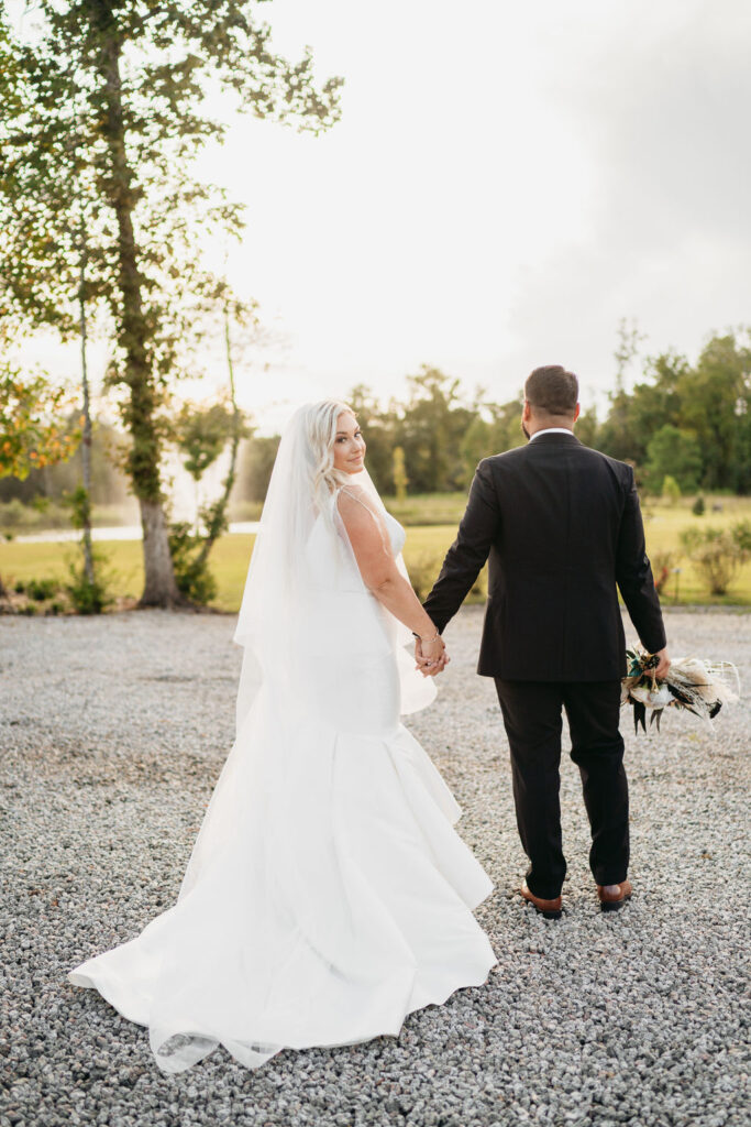 Elegant outdoor ceremony at White Oaks Farm in Myrtle Beach, surrounded by lush greenery and rustic charm