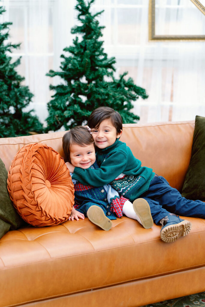 Brother and sister Family Christmas photoshoot near Atlanta during Lawrenceville GA Mini Sessions