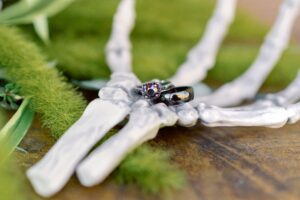 Moody fall bouquet with deep florals and candles | LGBTQ+ wedding inspiration Georgia