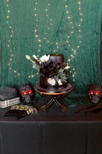 Moody fall bouquet with deep florals and candles | LGBTQ+ wedding inspiration Georgia