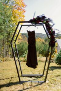 Moody fall bouquet with deep florals and candles | LGBTQ+ wedding inspiration Georgia