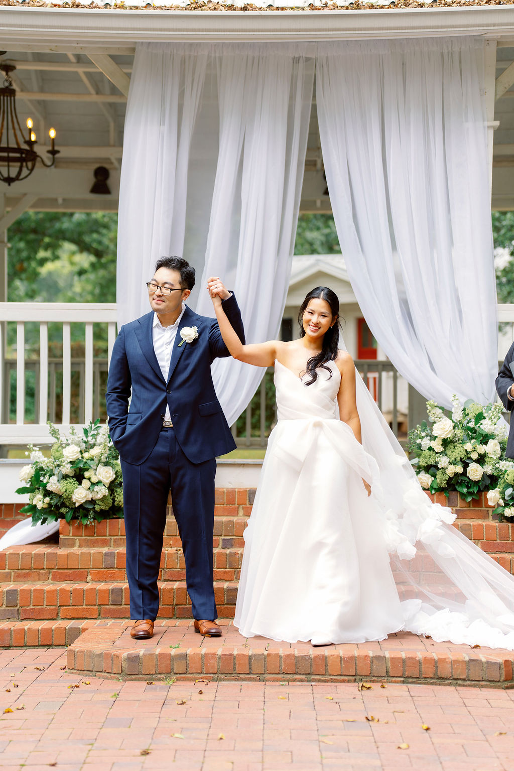 bride and groom recessional at Payne Corley House wedding Duluth Georgia