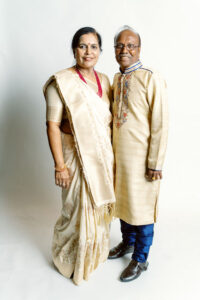 Vibrant South Asian wedding guest portrait at Atlanta luxury photobooth