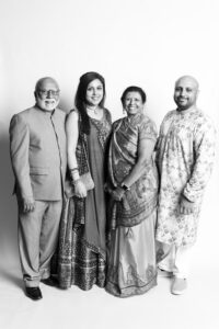 Elegant black and white photobooth portrait of wedding guests in Atlanta