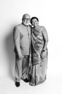 Elegant black and white photobooth portrait of wedding guests in Atlanta