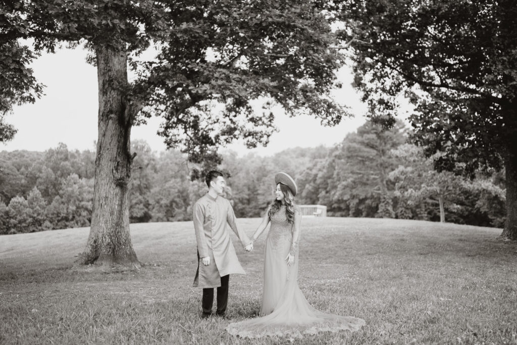 Couple during romantic engagement session in Buford Georgia