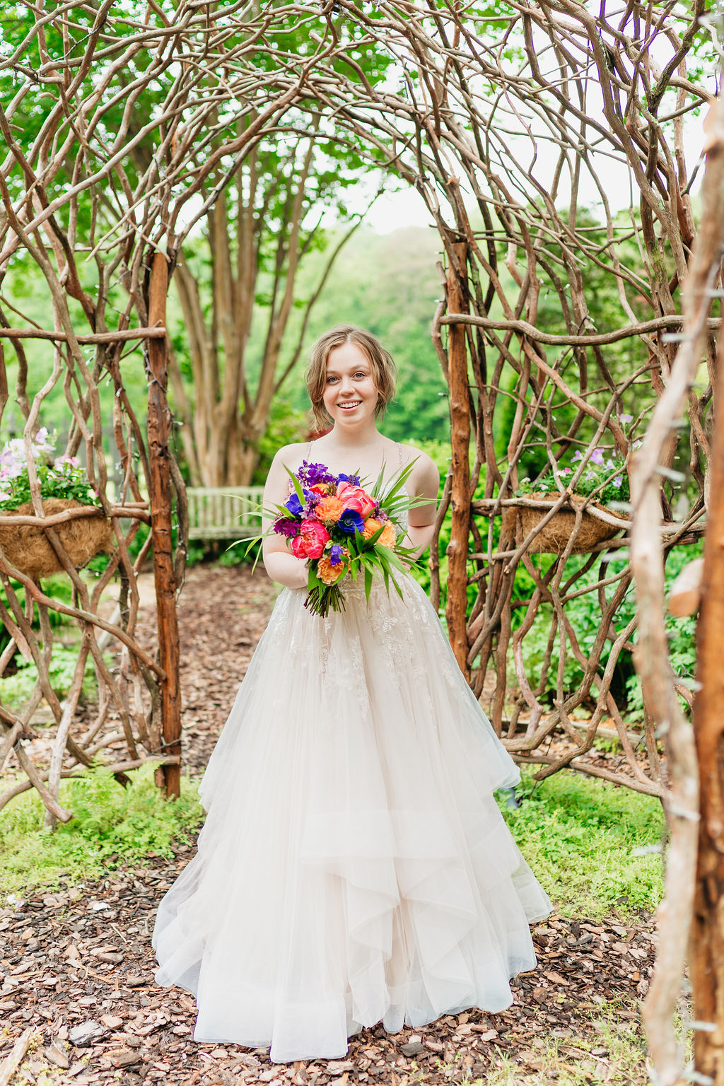 Romantic couple portraits in Glen-Ella Springs garden

