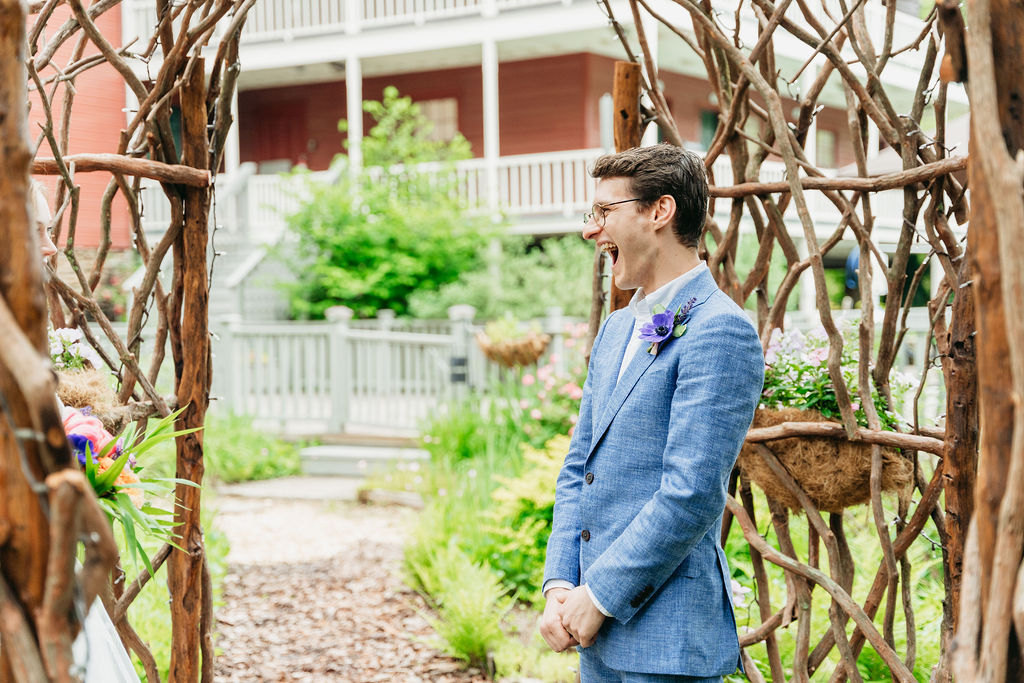 Romantic couple portraits in Glen-Ella Springs garden

