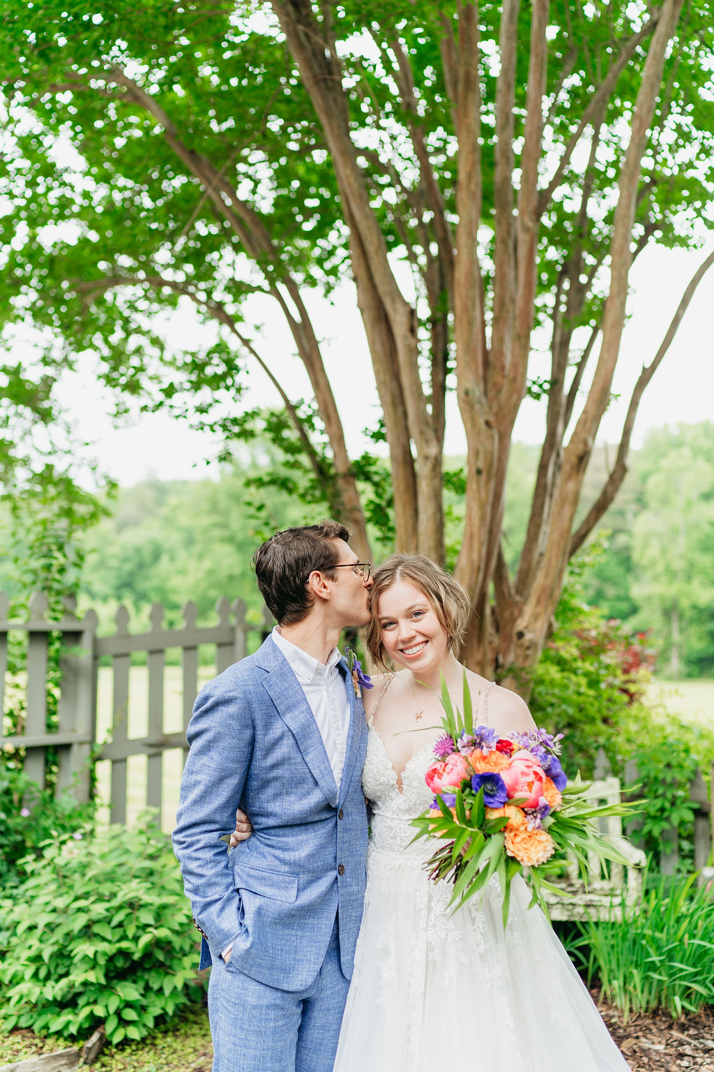 Romantic couple portraits in Glen-Ella Springs garden

